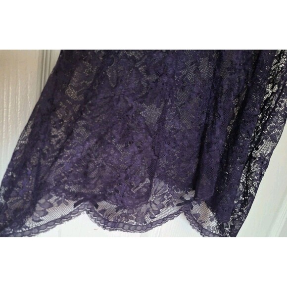 Vintage Victoria's Secret Slip Dress Small Purple Lace Mesh Sheer Babydoll Y2K - Picture 3 of 8